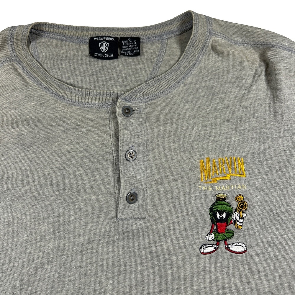 Warner Bros Marvin the Martian  Mens XL Vintage 1996 Long Sleeve Shirt Gray